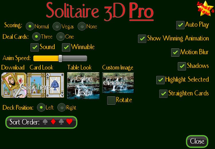 #5. Solitaire 3D Classic Klondike+ (Android) By: Jawfin Developments