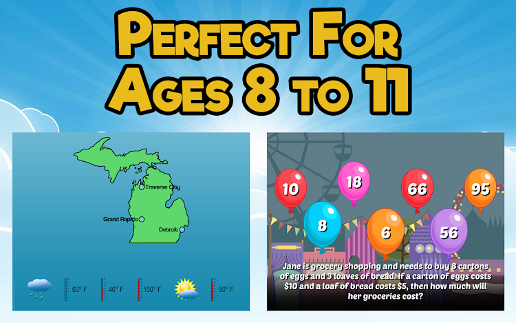 #3. Fourth Grade Learning Games (Android) By: RosiMosi LLC