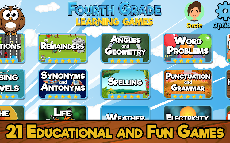 #6. Fourth Grade Learning Games (Android) By: RosiMosi LLC