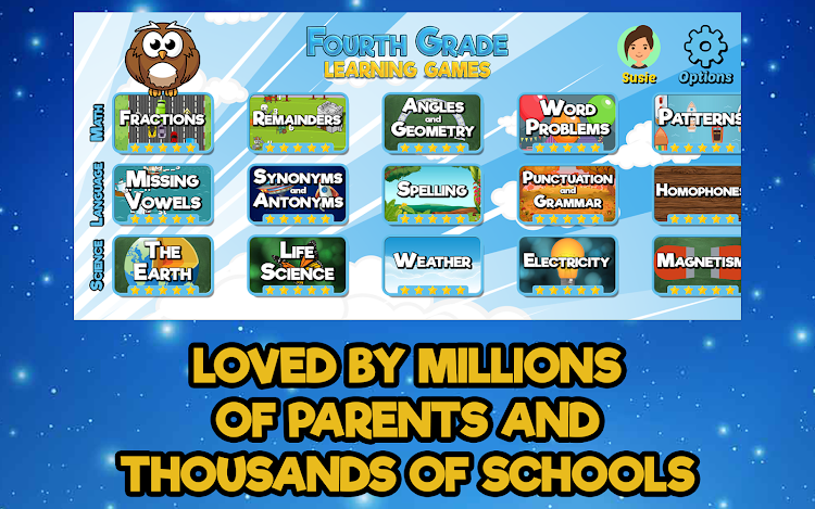 #9. Fourth Grade Learning Games (Android) By: RosiMosi LLC