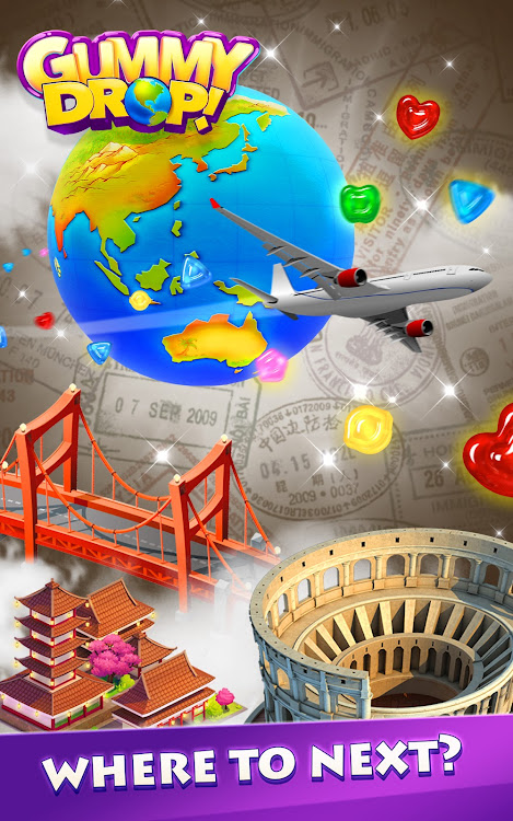 #5. Gummy Drop! Match 3 & Travel (Android) By: Big Fish Games