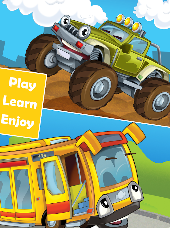 #6. Cars Puzzles for Kids (Android) By: KiDEO - Learning Games for Kids