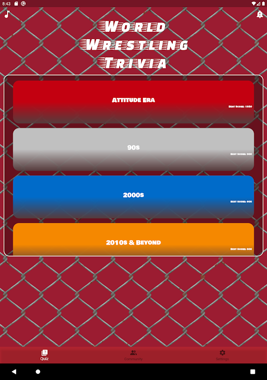 #9. World Wrestling Trivia (Android) By: DBTechProjects