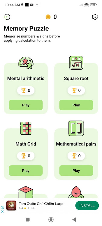 #5. Numbrainer Math & Memory Train (Android) By: phuocly