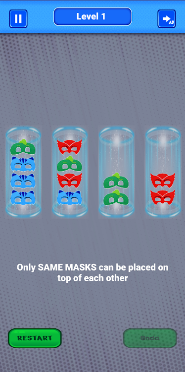 #4. PJ Sort : Masks order puzzle (Android) By: UpToApps