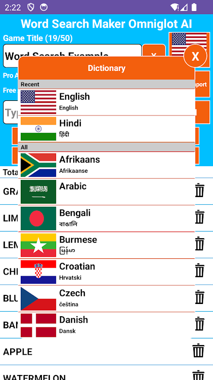 #3. Word Search Maker Omniglot (Android) By: Integrose