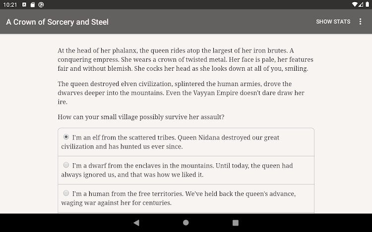 #6. A Crown of Sorcery and Steel (Android) By: Choice of Games LLC