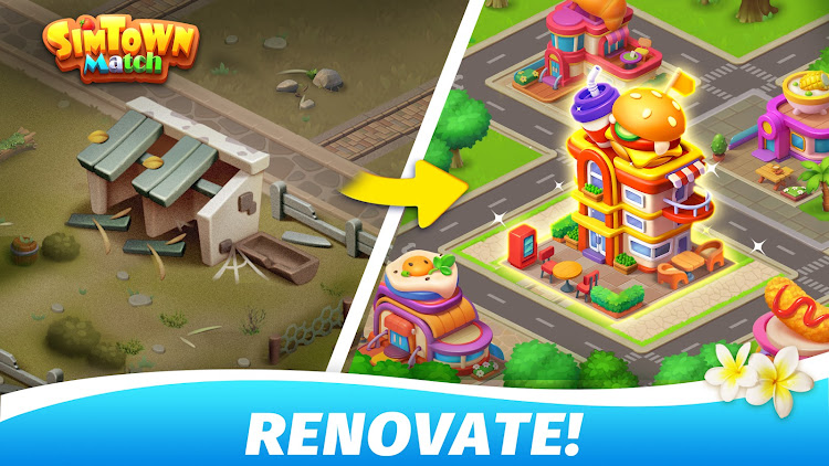 #9. SimTown Match - Build & Match (Android) By: 707 INTERACTIVE: Fun Epic Casual Games