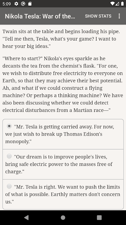 #7. Tesla: War of the Currents (Android) By: Choice of Games LLC