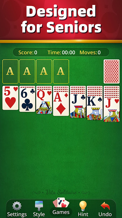 #2. Vita Solitaire for Seniors (Android) By: Vita Studio.