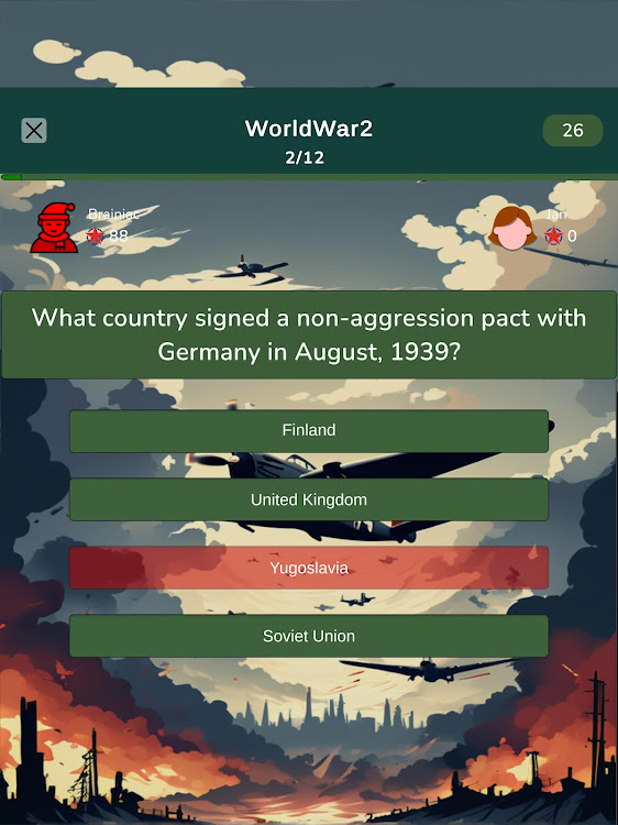 #10. World War 2 Test Quiz (Android) By: HellGeeks