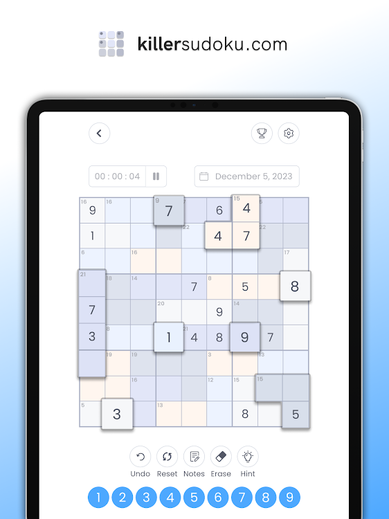 #7. Daily Killer Sudoku (Android) By: Puzzle Rocket