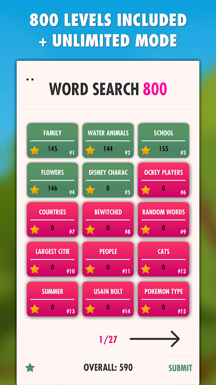 #9. Word Search 800 PRO (Android) By: LittleBigPlay - Word, Educational & Puzzle Games