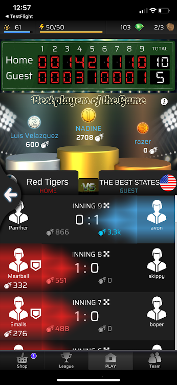 #2. Homerun - Baseball PVP Game (Android) By: Laser Focus s. r. o.