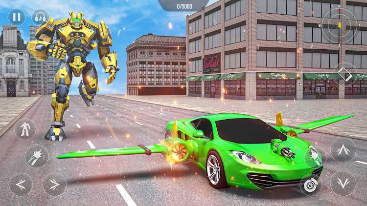 #4. Flying Car Robot Shooting Game (Android) By: Maritime Simulation Games