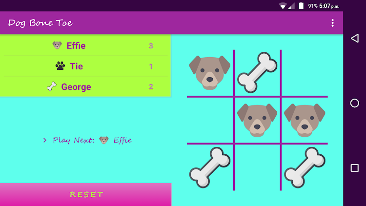 #3. Dog Bone Toe - Tic Tac Toe (Android) By: Effie Sigala (Έφη Σιγάλα)