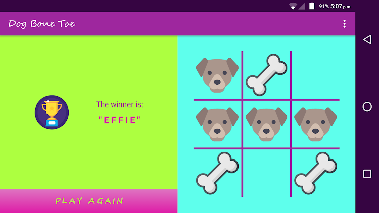 #4. Dog Bone Toe - Tic Tac Toe (Android) By: Effie Sigala (Έφη Σιγάλα)