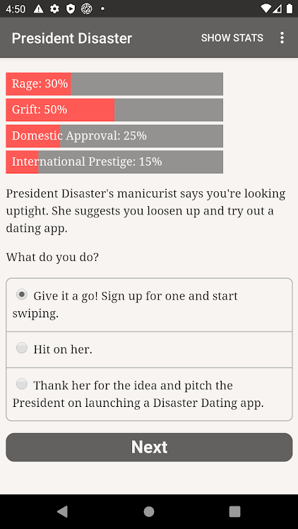 #3. President Disaster (Android) By: Hosted Games