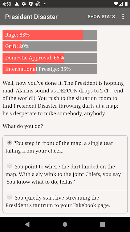 #4. President Disaster (Android) By: Hosted Games