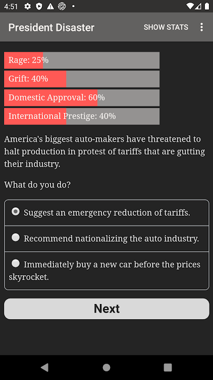 #5. President Disaster (Android) By: Hosted Games