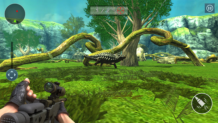 #1. Dino Hunt : Wild Hunting Games (Android) By: Gamezeniq Technologies