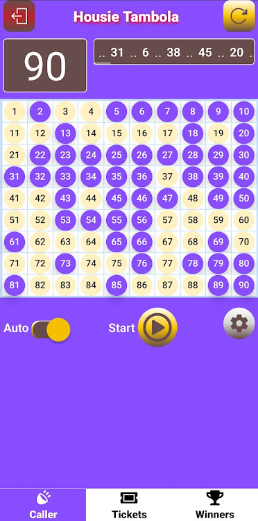 #2. Housie Tambola Number Caller90 (Android) By: Unbox GameApps