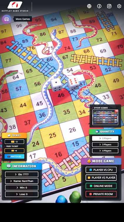 #1. Snakes And Ladders 3D Online (Android) By: OUTPLAY GAME STUDIO