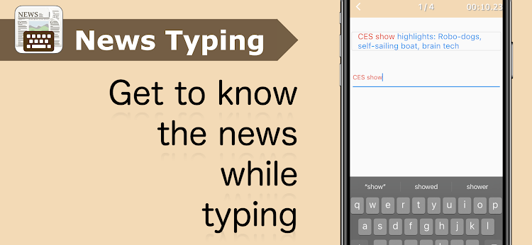 #1. Typing Practice: English News (Android) By: zero2onemys