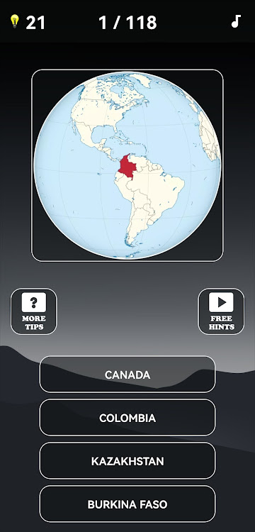 #1. World Map Quiz (Android) By: Gryffindor apps