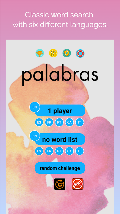 #1. busca palabras: sopa de letras (Android) By: cabagomez.com